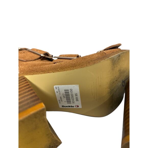 Rag & Co. Suede Caged Multi-Buckle Block
Heels Tan Size 5 - Picture 6 of 7